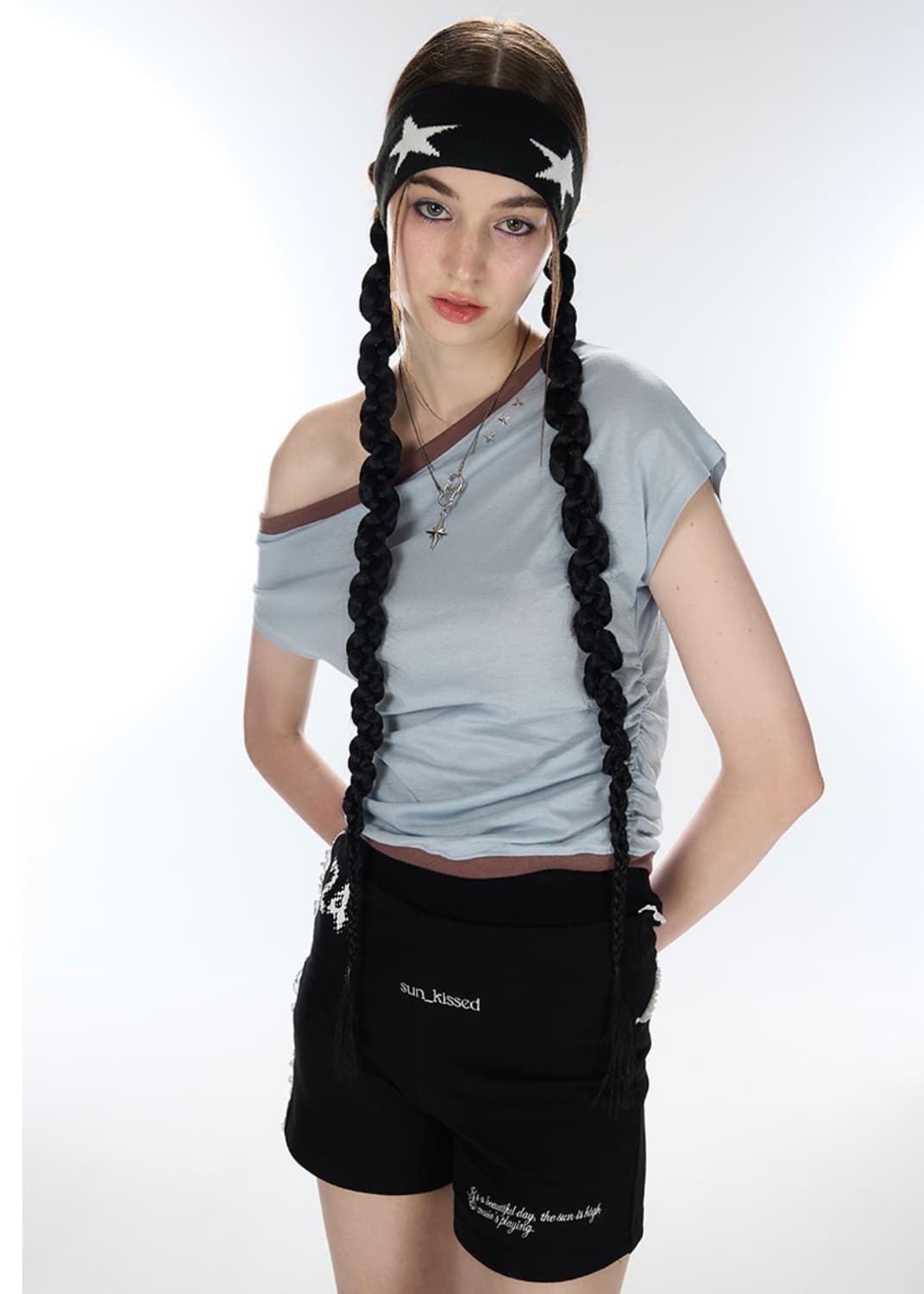 라티젠 원숄더 보트넥 탑 스카이 블루 상품이미지1