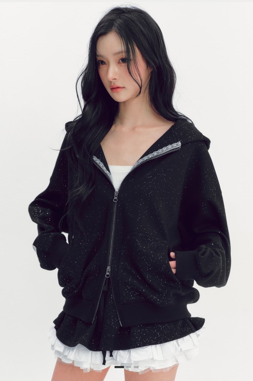 새상품)) 더티스 트윙클 엔젤 후드 집업 블랙 상품이미지1