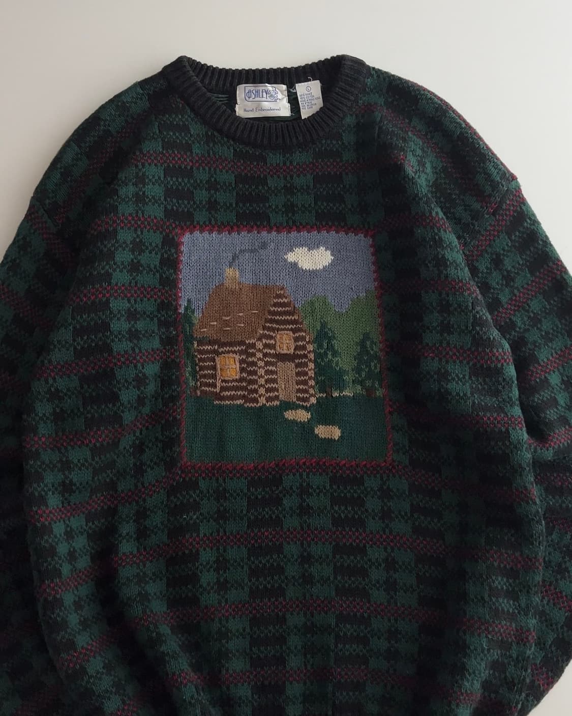 애슐리 린넨 혼방 핸드 자수 니트 스웨터 L 상품이미지3