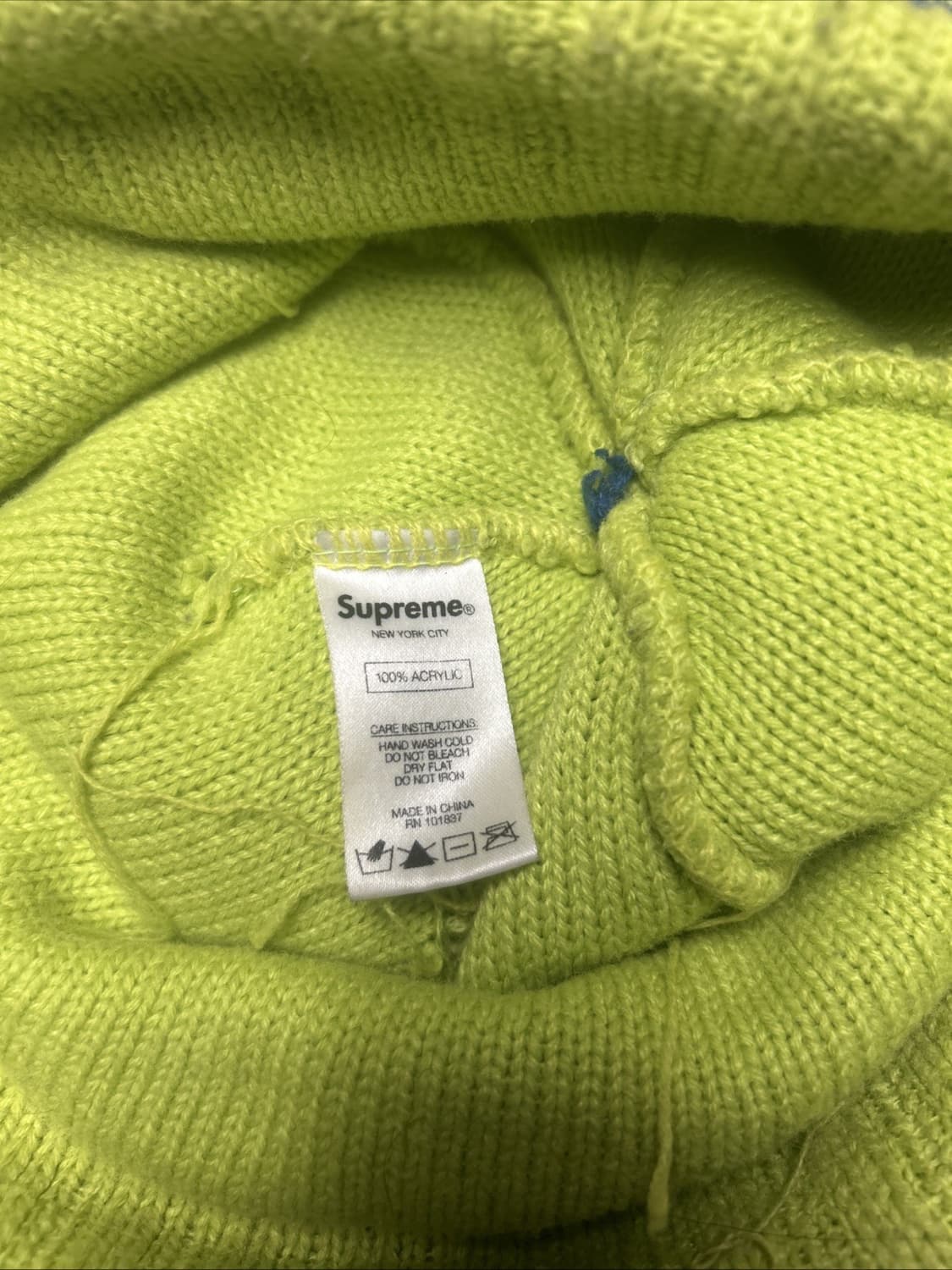 슈프림 스트라이프 폼폼 비니 라임/블루 상품이미지4