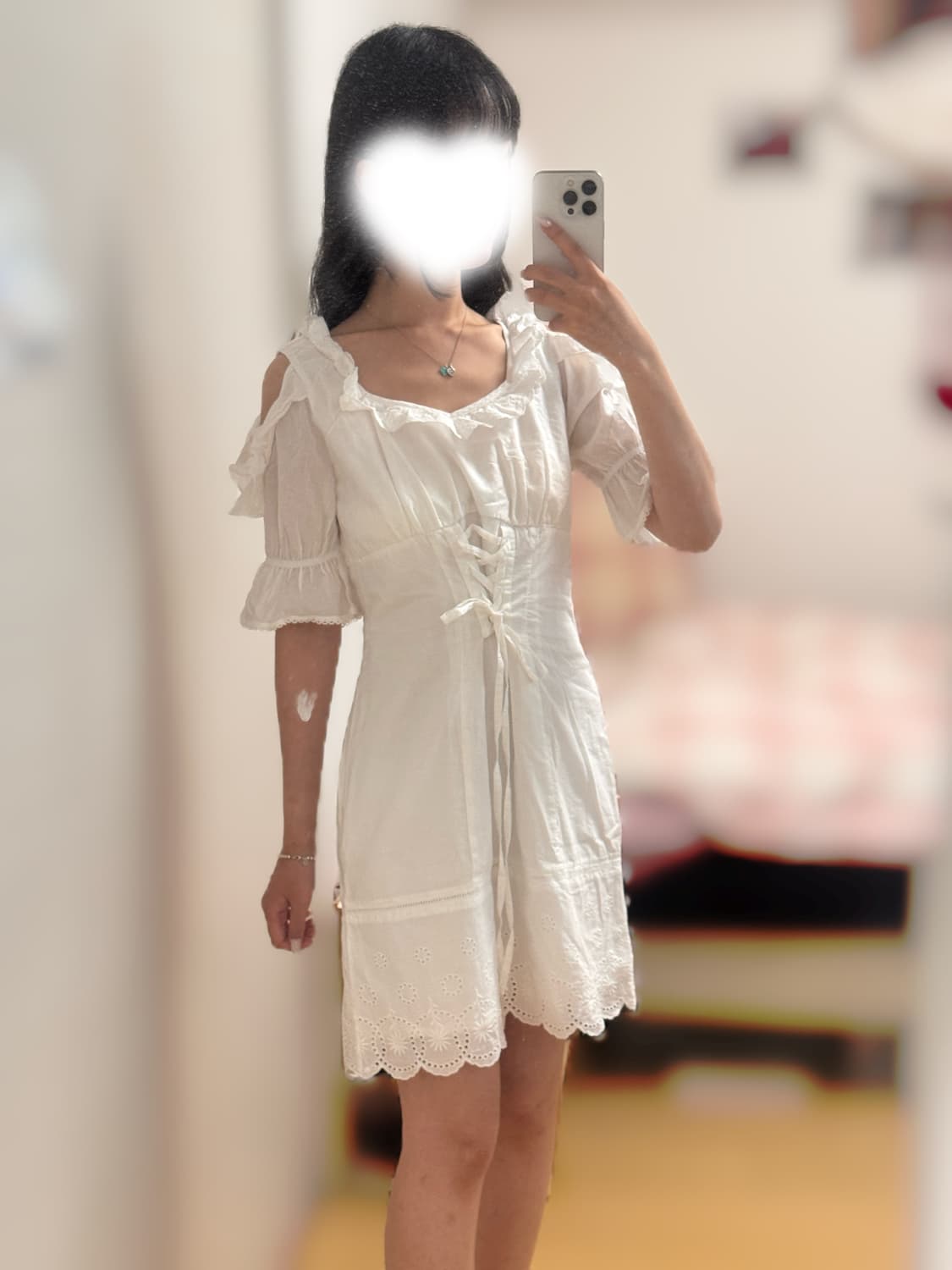 LIZ LISA 리즈리사 화이트 레이스업 펀칭 원피스 히메갸루 상품이미지1
