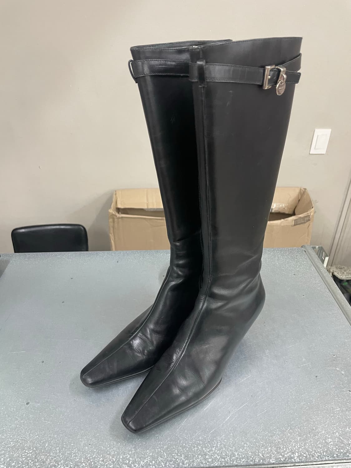 프라다 레더 니 하이 버클 레이디 부츠 EU37 상품이미지2