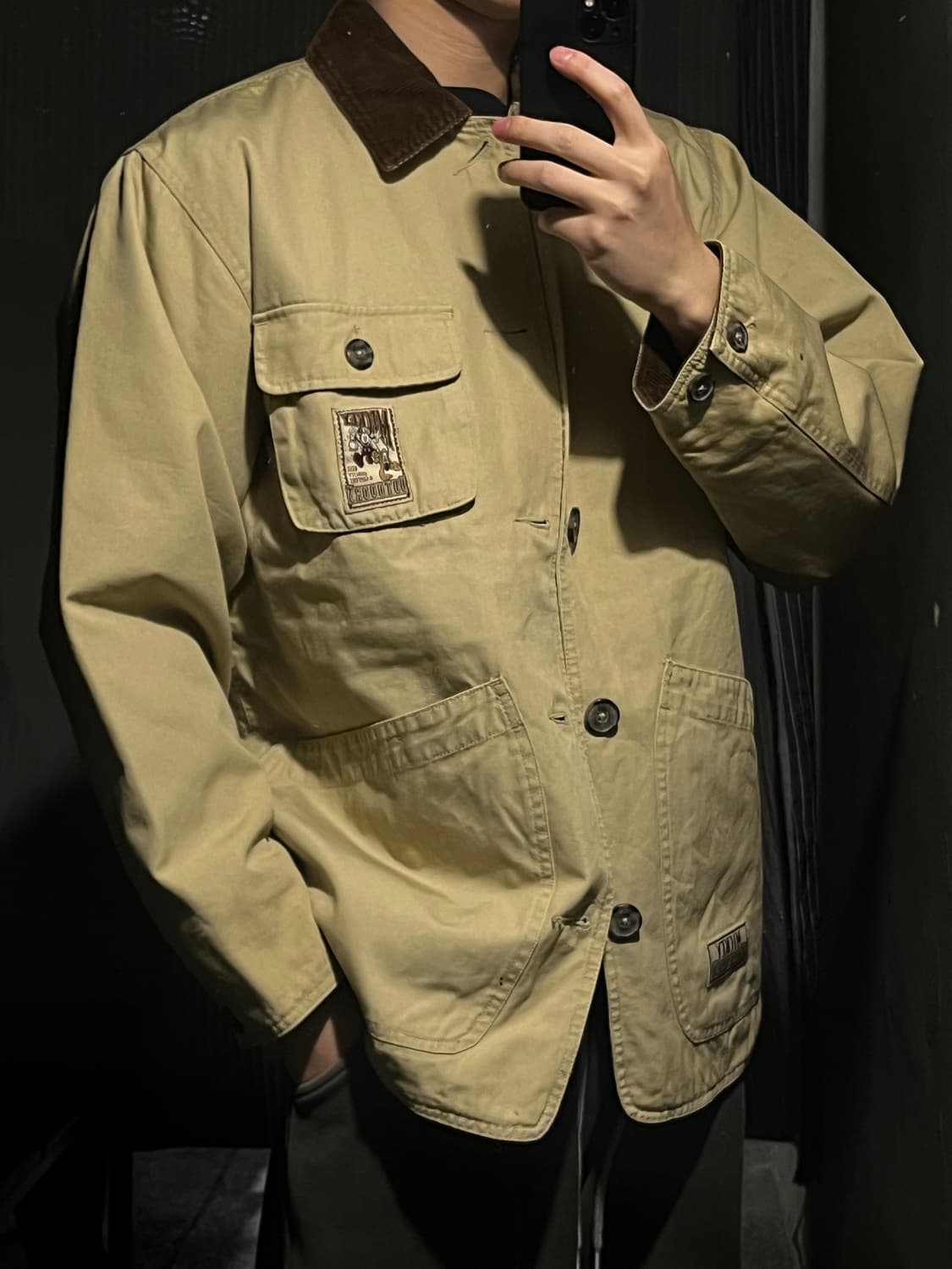디즈니 00s 베이지 브라운 배색 코듀로이 미키마우스 패디드 캐주얼자켓 상품이미지10