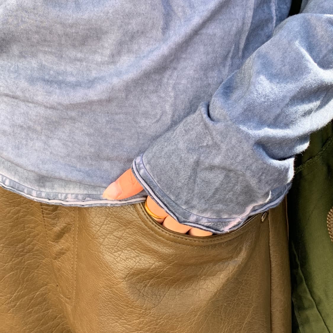 조르지오 브라토 백 레더 패치 브이넥 다잉 롱슬리브 상품이미지4