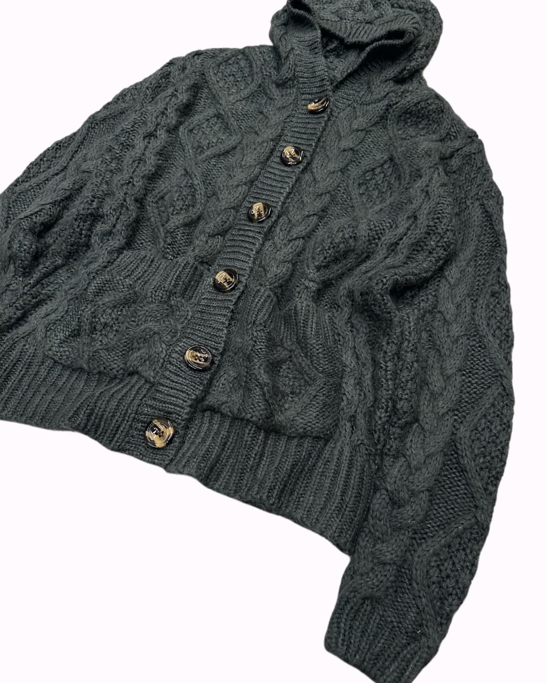 grey knit hood cardigan 상품이미지2