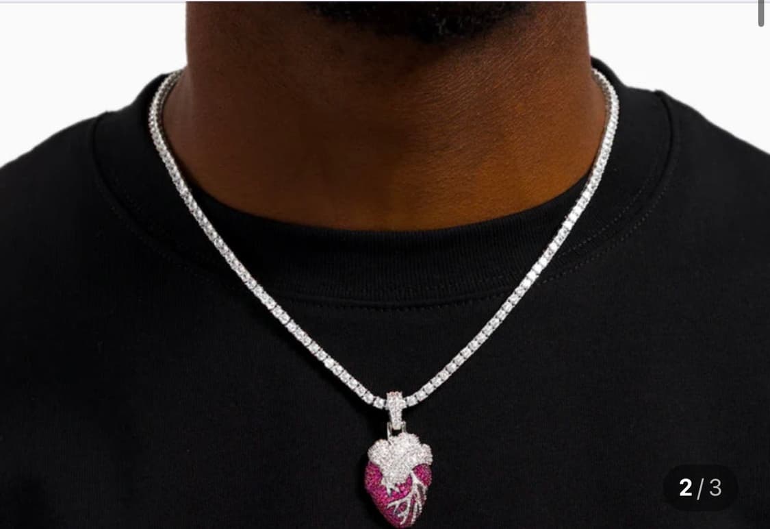 새상품)심장 아이스 다이아몬드 펜던트 목걸이 상품이미지2