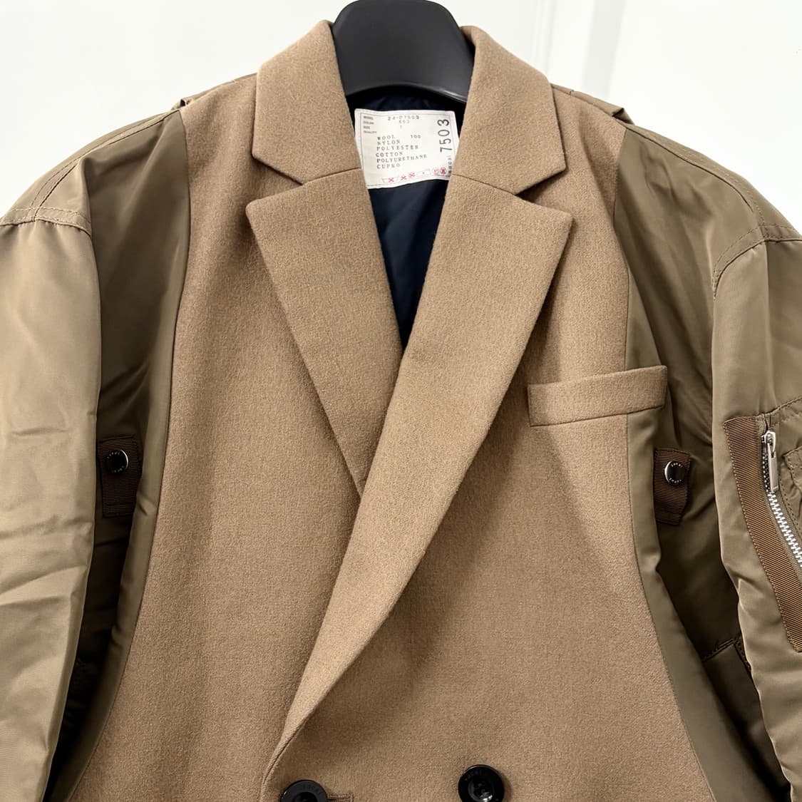 사카이 24FW 울 멜튼 나일론 트윌 퀼티드 코트 상품이미지7