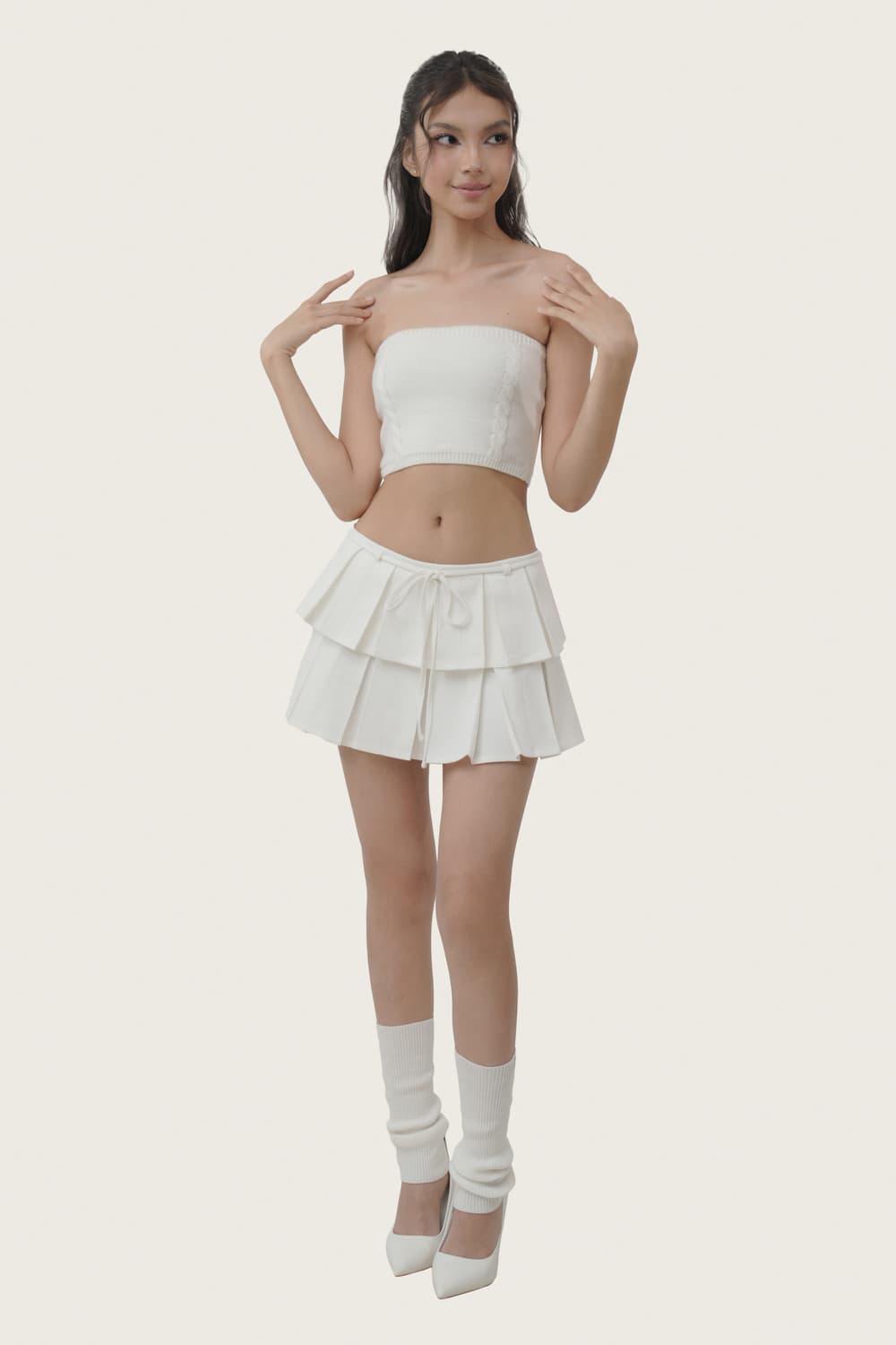 클리시어 리본 타이 슈가 드레스+츄츄 슈슈 셋업 스커트 후드집업 원피스 상품이미지2