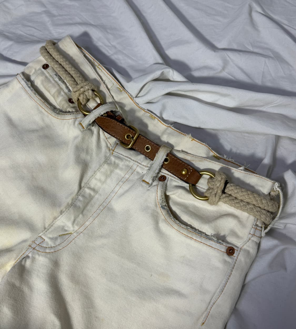 빈티지 로프 레더 믹스 벨트 상품이미지1