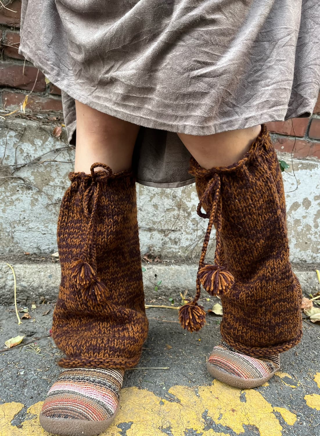 브라운 빈티지 니트 레그워머 상품이미지2