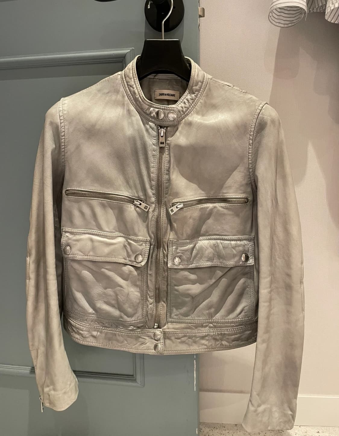 Zadig & Voltaire 자딕앤볼테르 레더자켓 그레이민트 상품이미지2