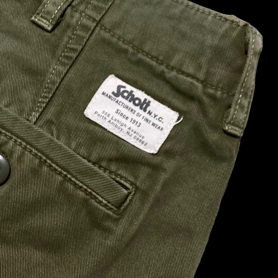 SCHOTT 쇼트 빈티지 카키 헤비 코튼 하프 팬츠 상품이미지4