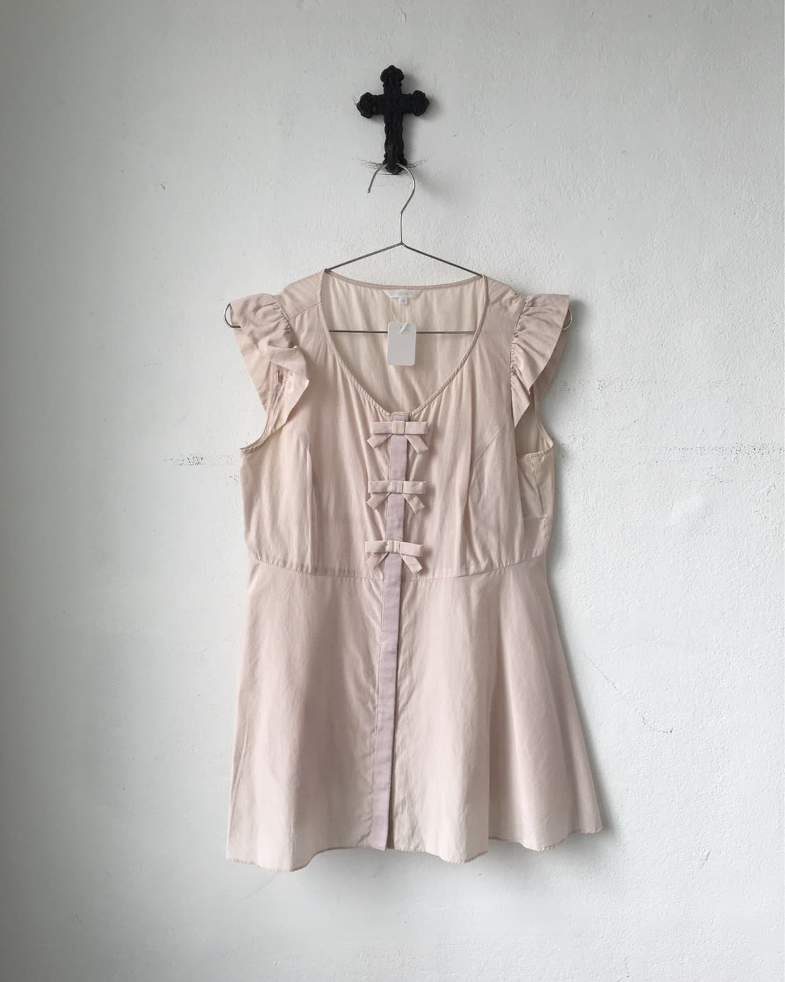 Ribbon point frill puff sleeveless 상품이미지2