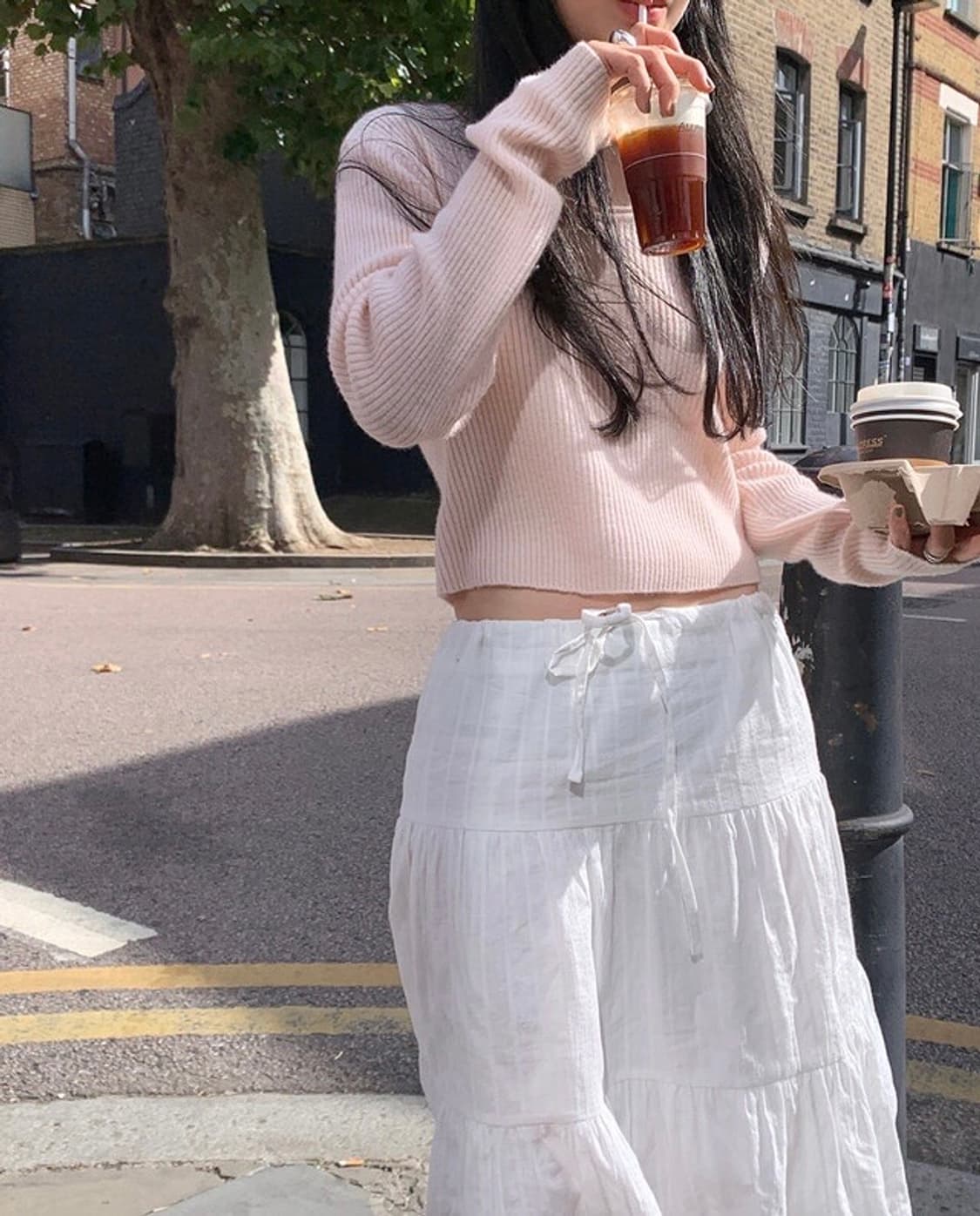 언더비 Favor 여리핏 골지 크롭 니트 소프트핑크 상품이미지4