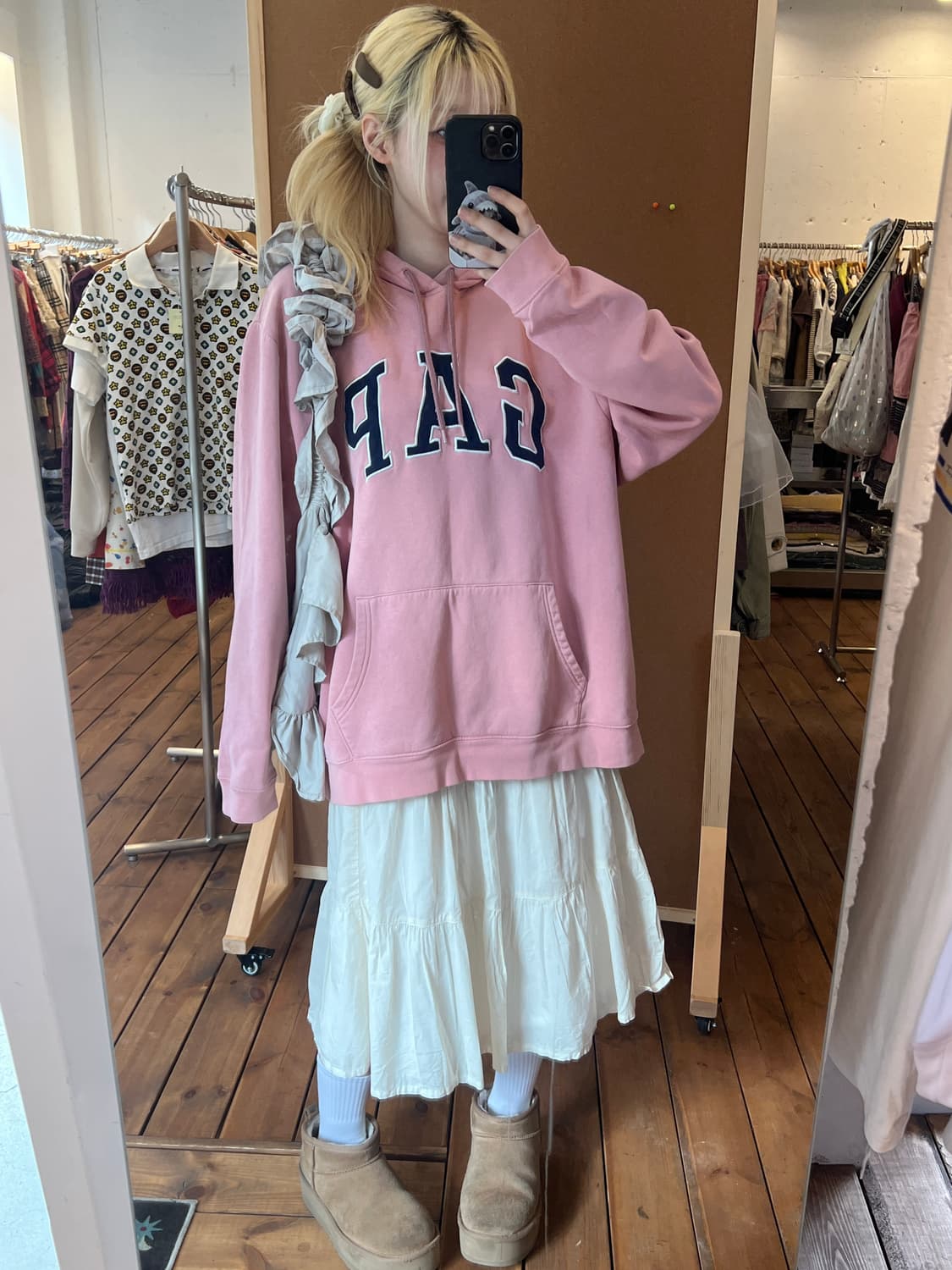 갭 딸기우유 기모 후드 상품이미지5