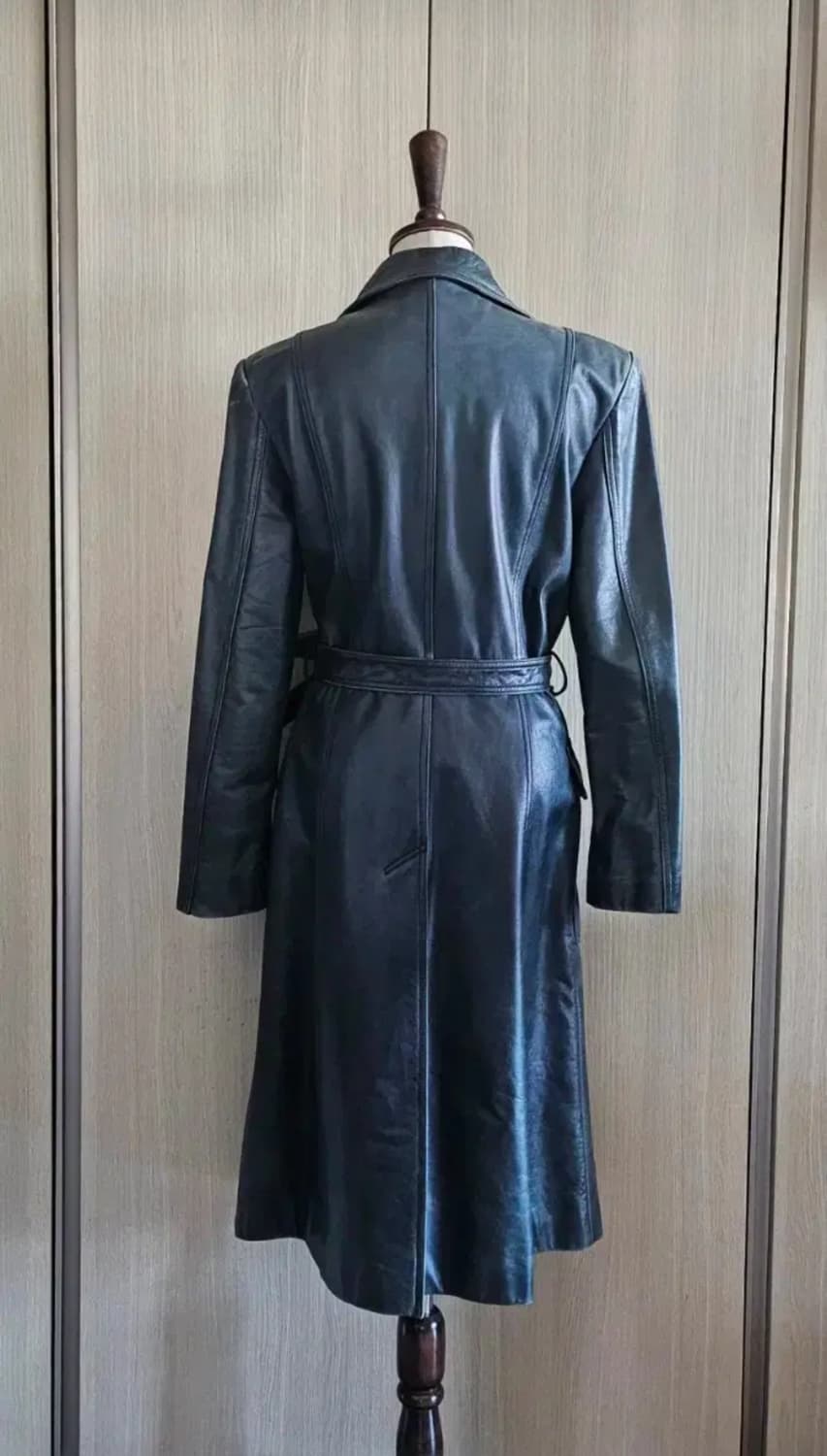 빈티지 다크 청록 소가죽 롱코트 (OTT by SHIN YOUNG) 상품이미지4