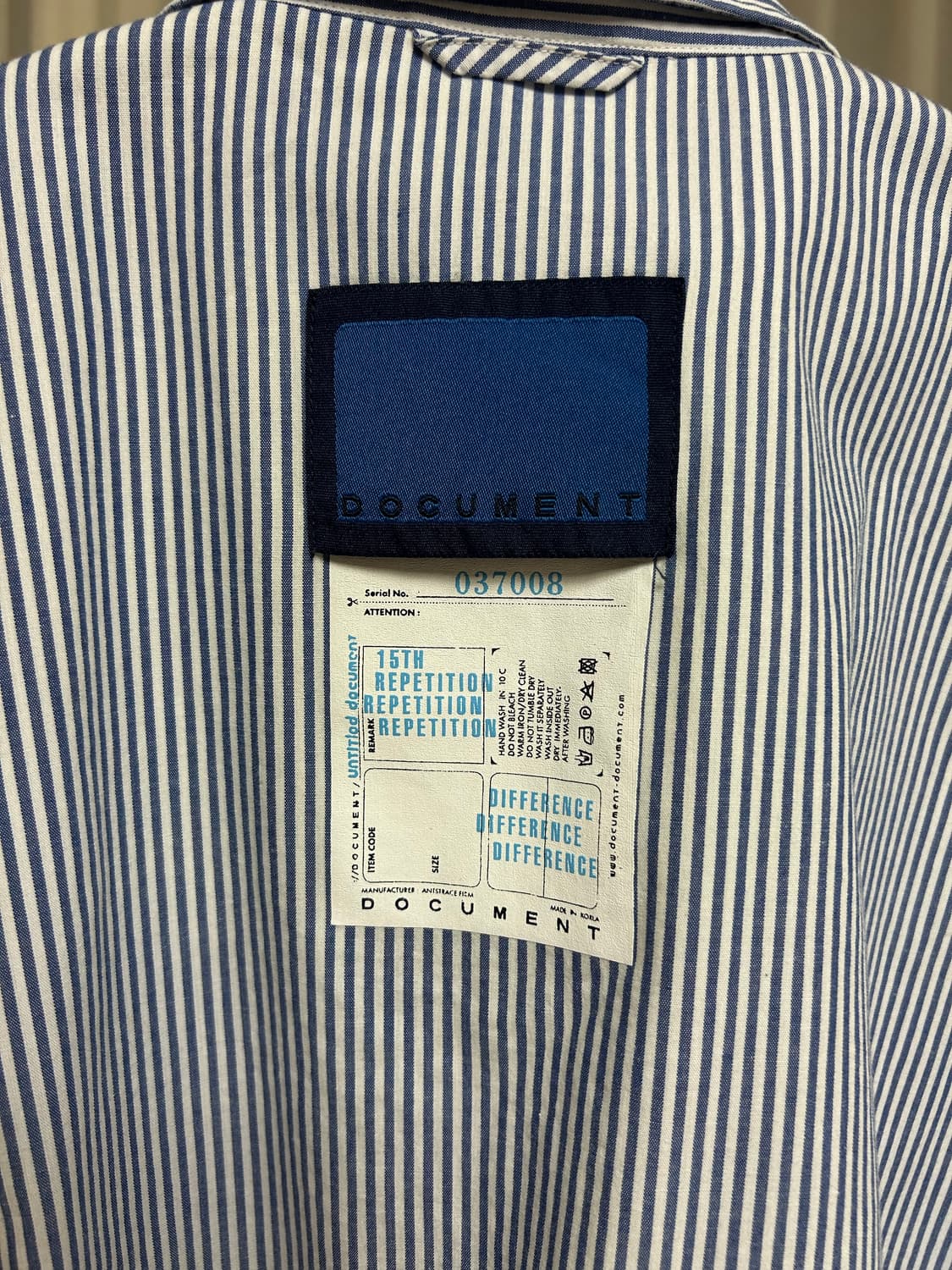 도큐먼트  STRIPED HALF SHIRT Blue 상품이미지4