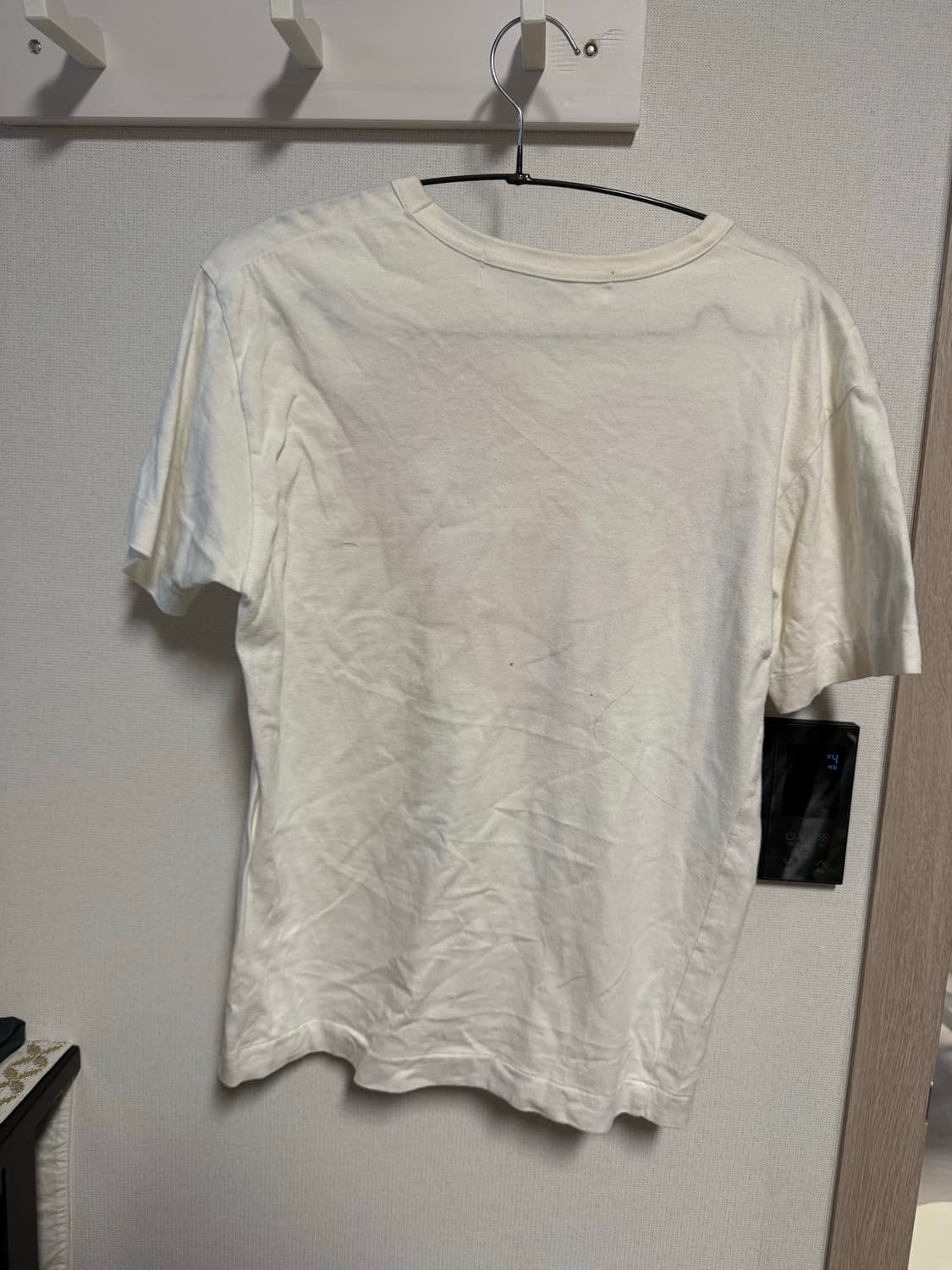 (W) 플레이 꼼데가르송 레드 더블 하트 티셔츠 화이트 상품이미지3