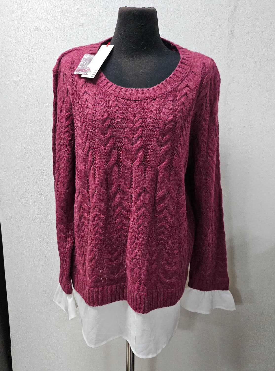 ELLE  엘르 버건디 니트  L 상품이미지1