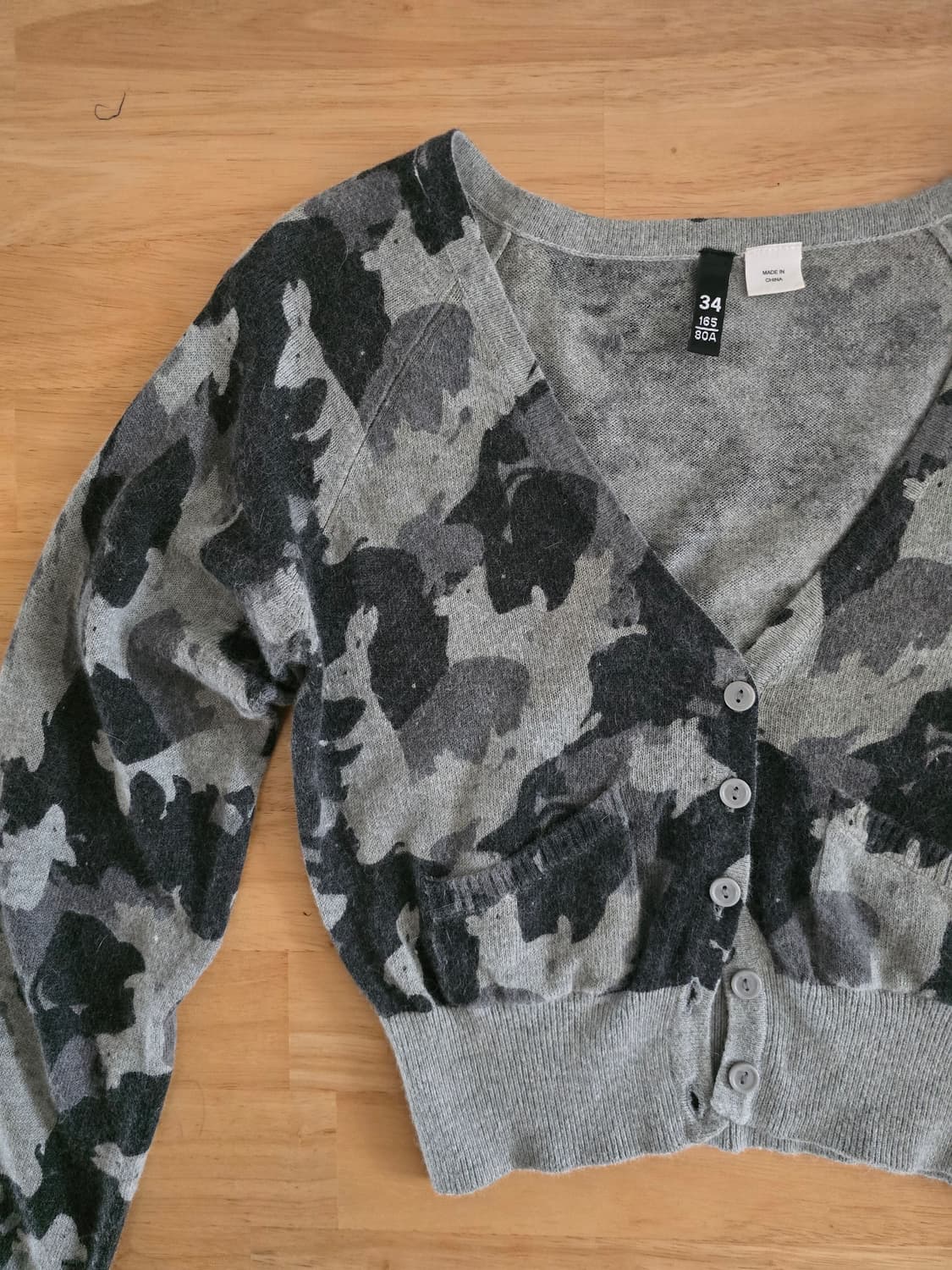 y2k 카무플라주 앙고라 크롭 카디건(H&m빈티지) 상품이미지3