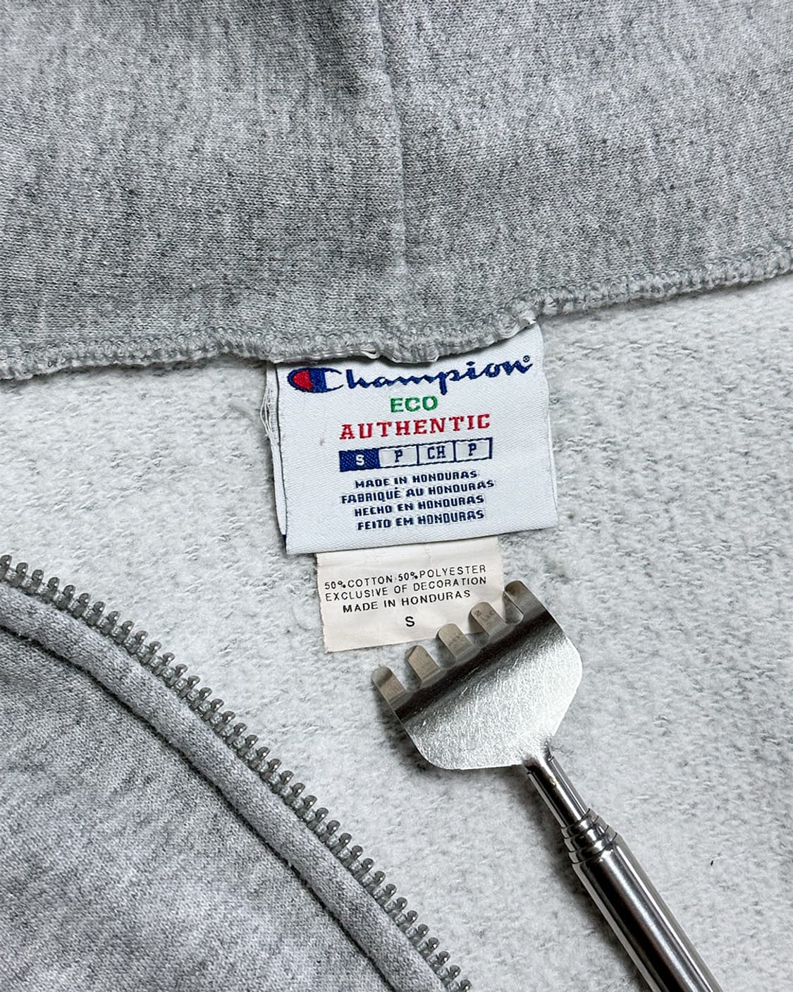 챔피온 기모 후드집업 멜란지그레이 상품이미지5