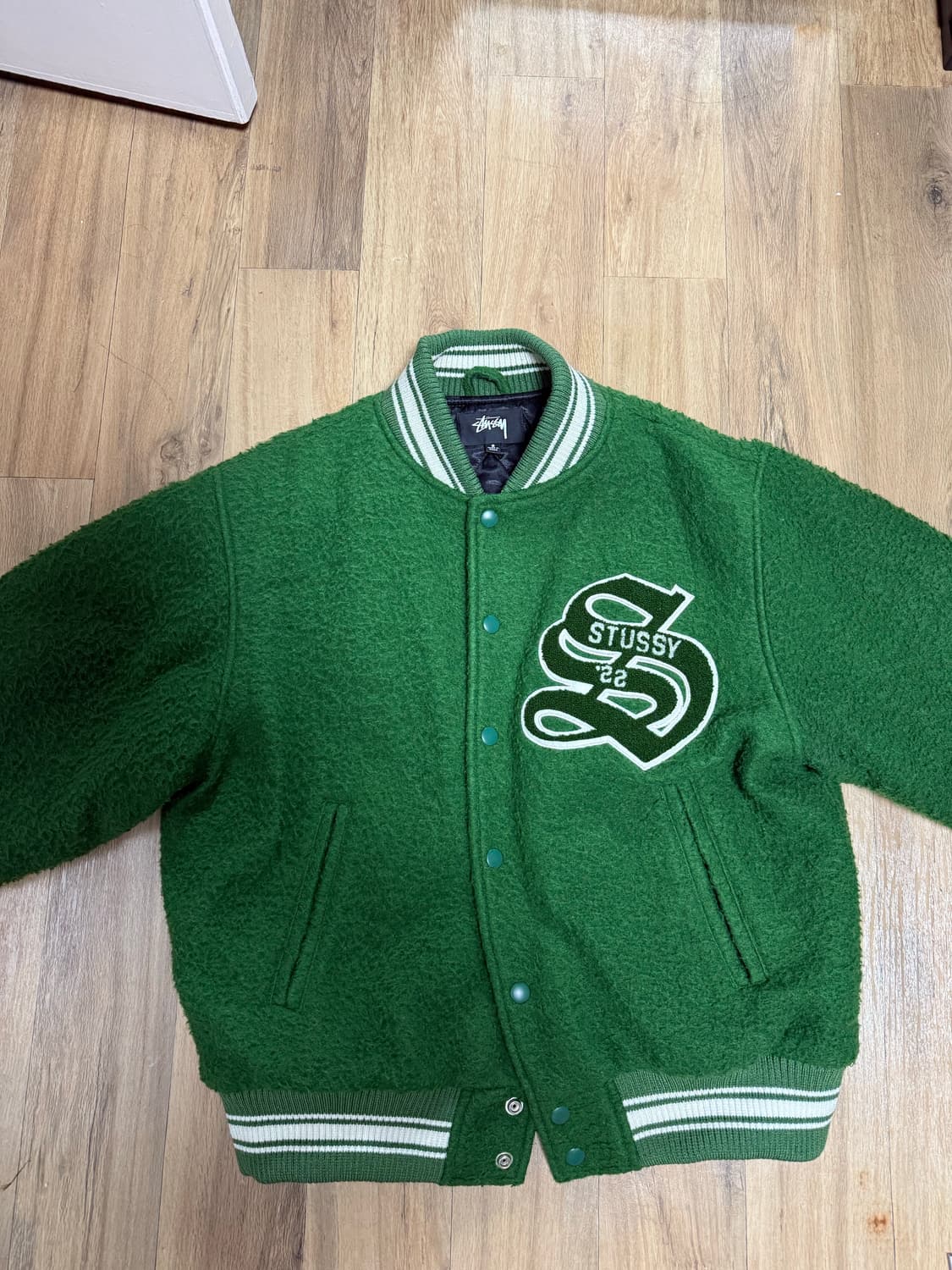 스투시 카센티노 울 그린 바시티S사이즈 상품이미지5