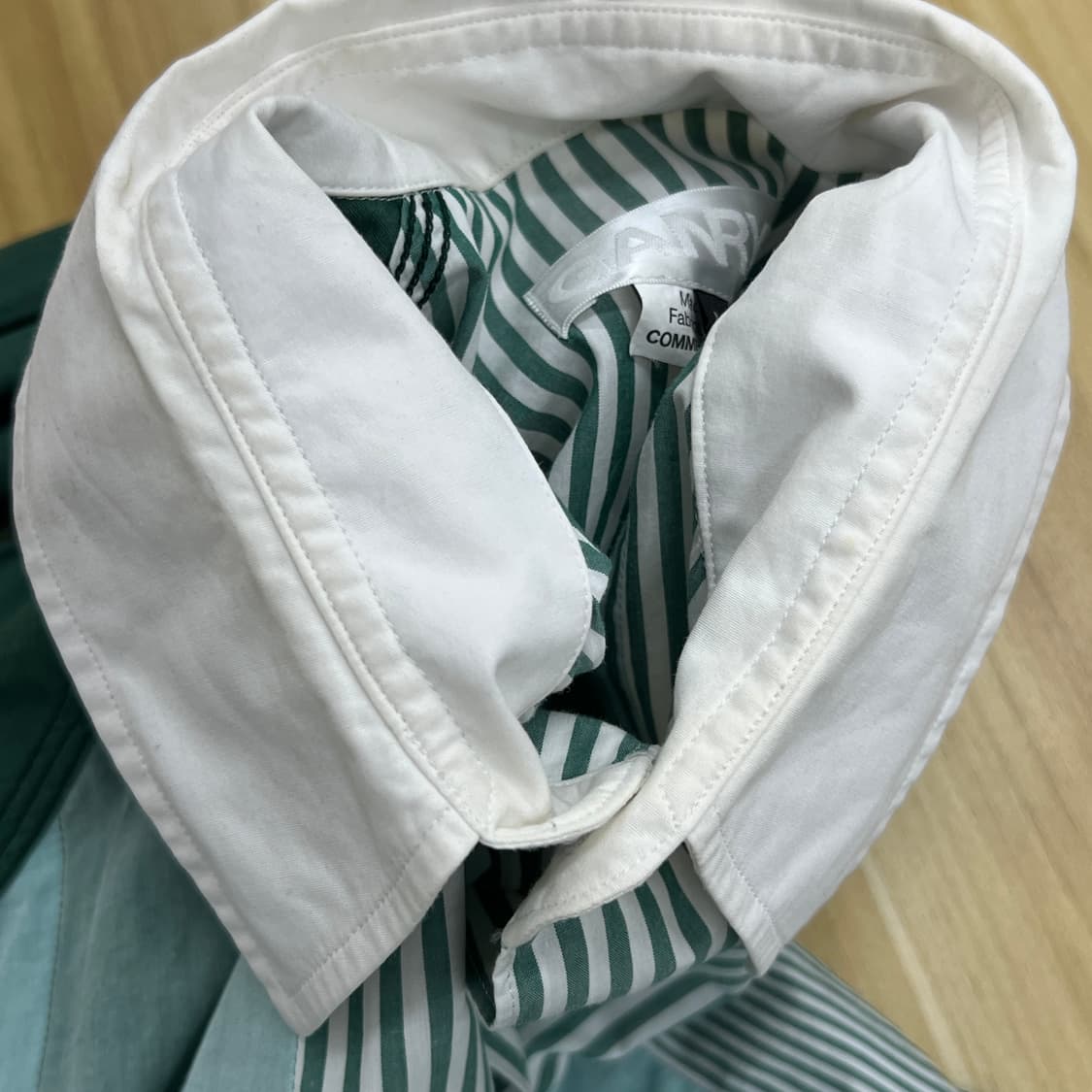 16ss 꼼데가르송 간류 그린 배색 스트라이프 패치워크 셔츠 M 상품이미지9