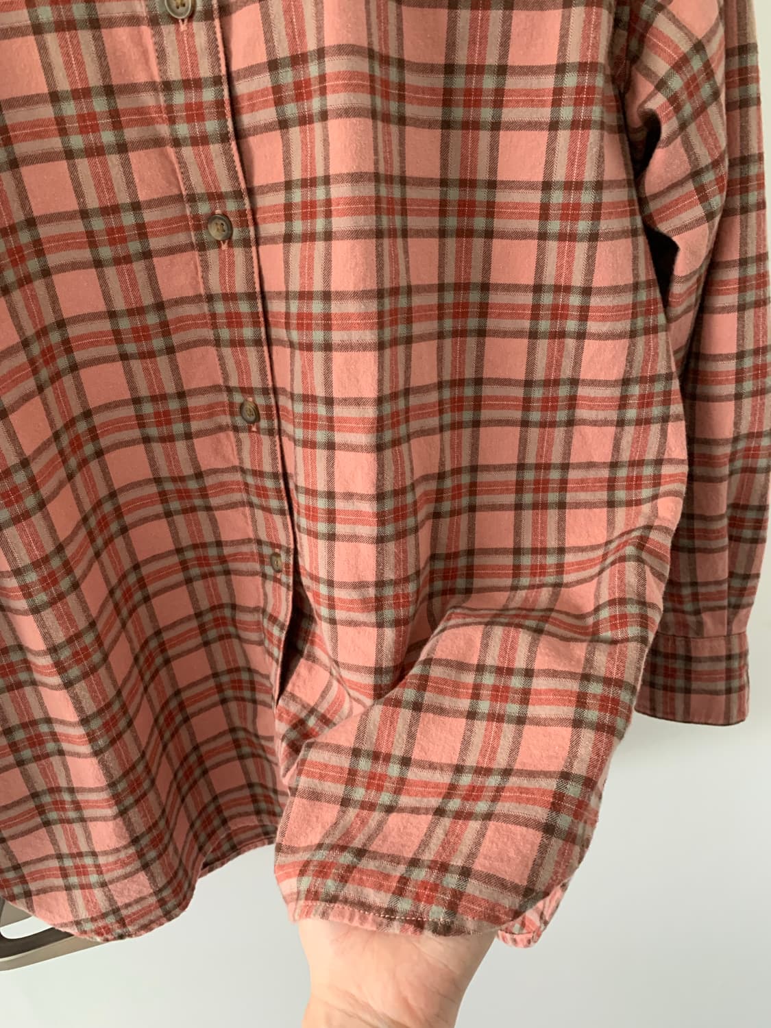 UNIQLO 핑크오렌지 체크 셔츠 상품이미지4