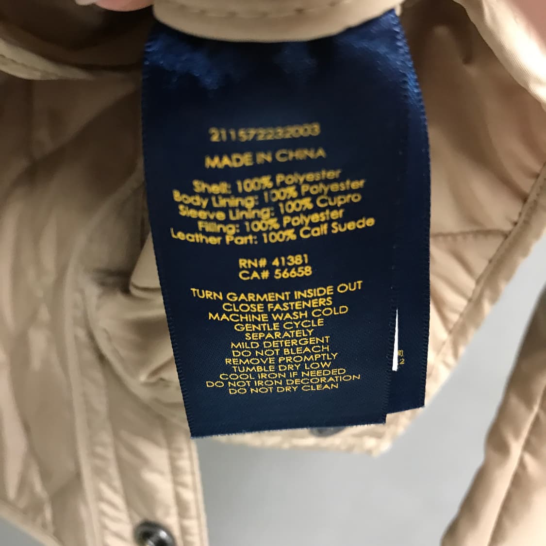 폴로 랄프로렌 퀄팅 자켓 베이지 XS(W)  상품이미지5