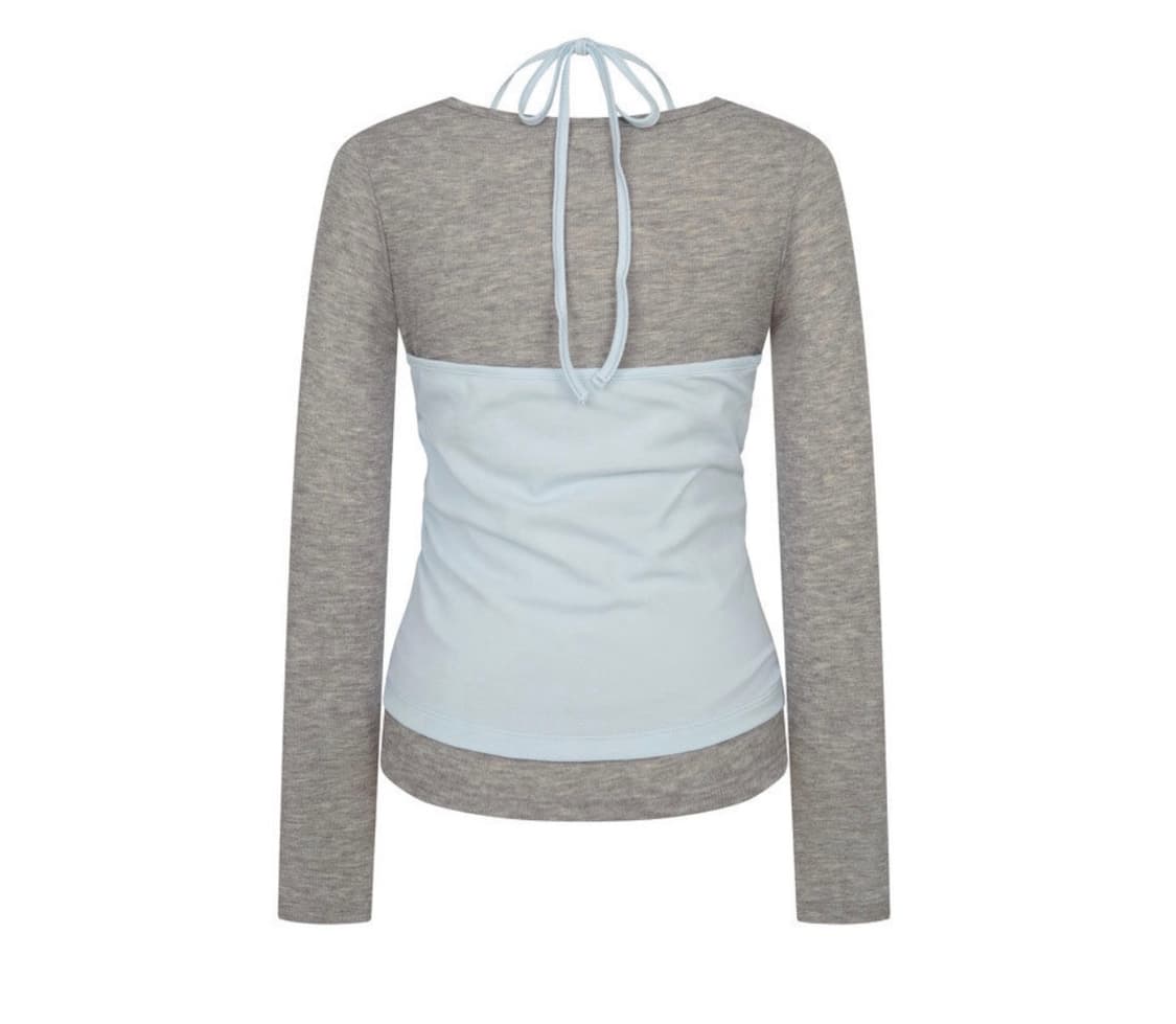 레터프롬문 셔링 홀터넥 레이어드 티셔츠 상품이미지4