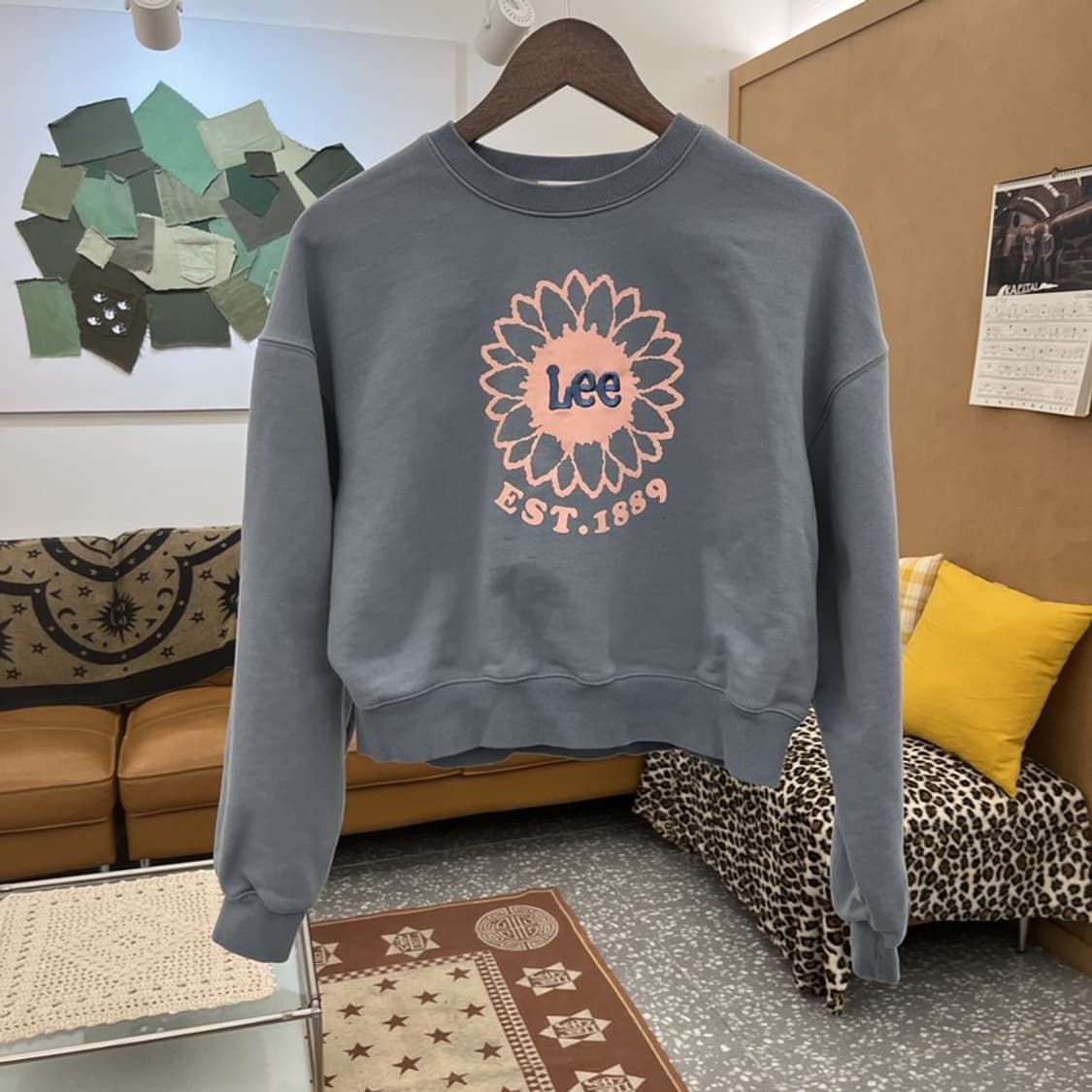 LEE 리 Y2K 레트로 00's 플라워 크롭 맨투맨 M C10025 상품이미지3