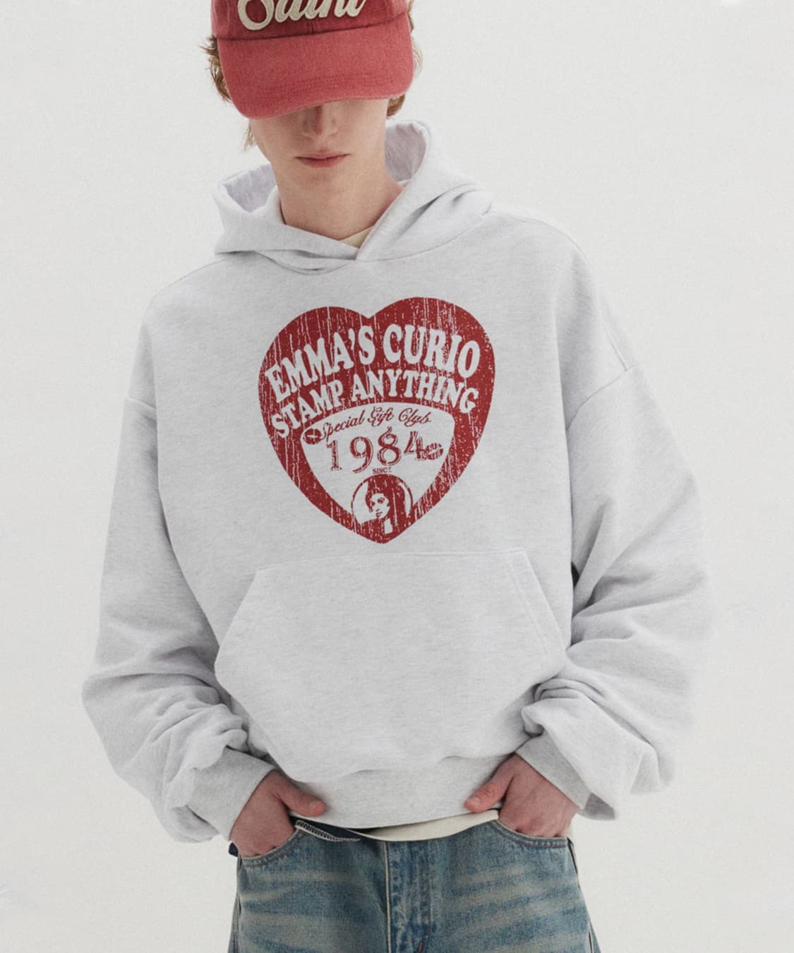 DNSR 디앤에스알 크롭 하트 후드 그레이 L 상품이미지1