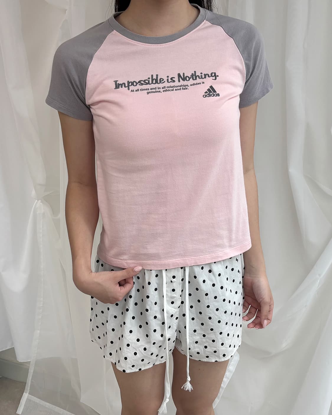 Adidas pink grey raglan t-shitt 상품이미지9