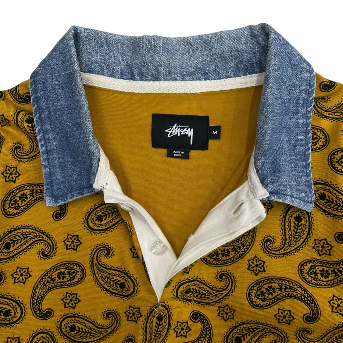스투시 오리엔탈 프린팅 옐로우 데님 pk티 M 상품이미지5