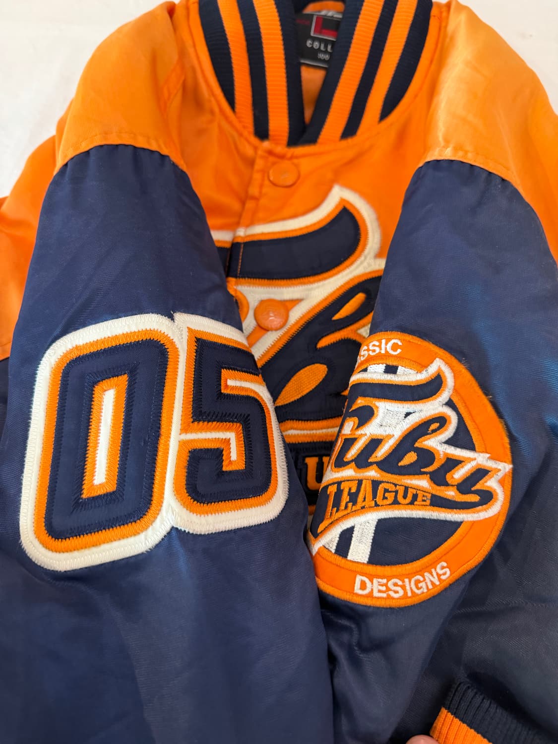 90s FUBU 후부 올드스쿨 바시티 스타디움 자켓 오렌지 상품이미지3