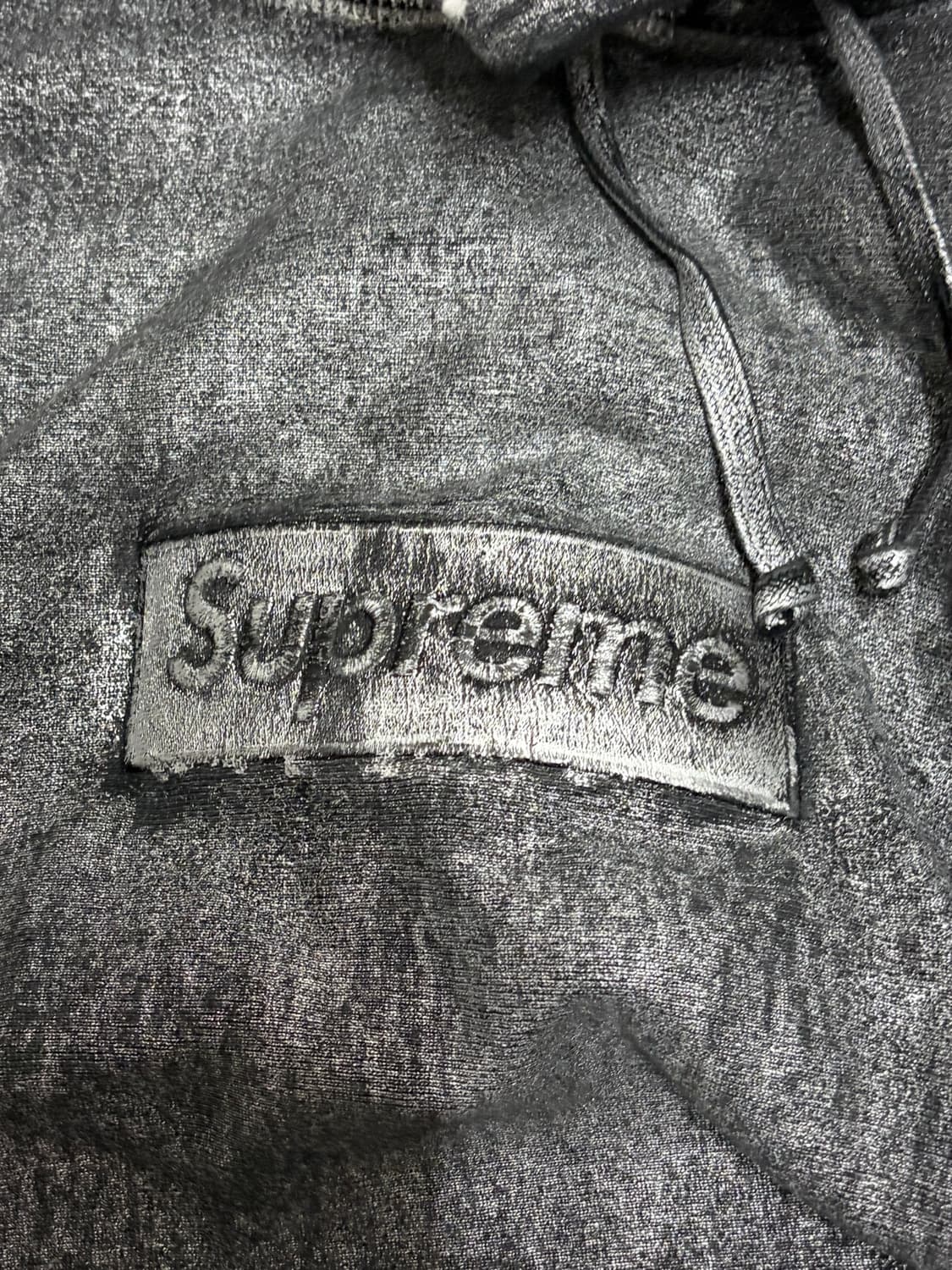 슈프림 x MM6 메종 마르지엘라 포일 로고 후드 스웻셔츠 블랙 24ss 상품이미지8