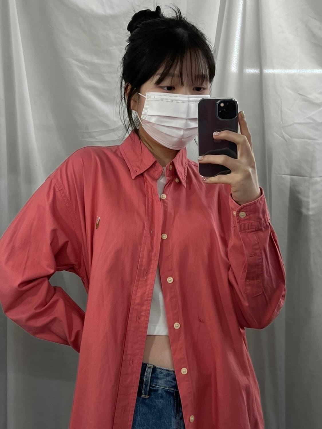 폴로 랄프로렌 인디언 핑크 셔츠 M 상품이미지3
