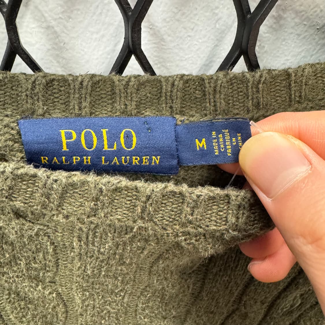 폴로 랄프로렌 케이블 니트 화이트 포니 포인트 라이트카키 상품이미지6