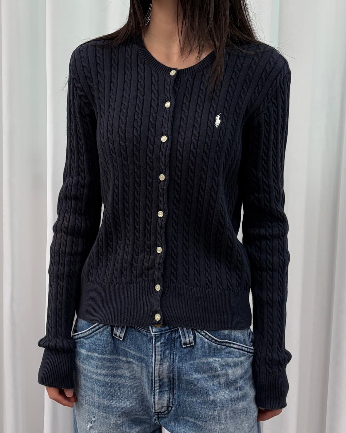 [XL/16]폴로 랄프로렌 걸즈 케이블 니트 가디건 navy 상품이미지1