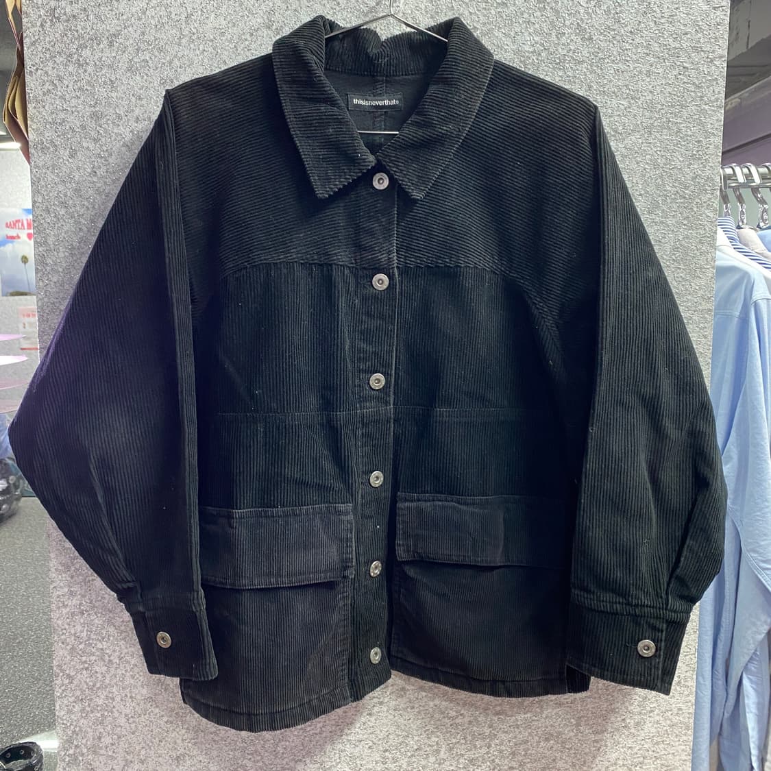 디스이즈네버댓 스펠아웃로고 코로듀이 블랙 셔츠 자켓 B3529 상품이미지2