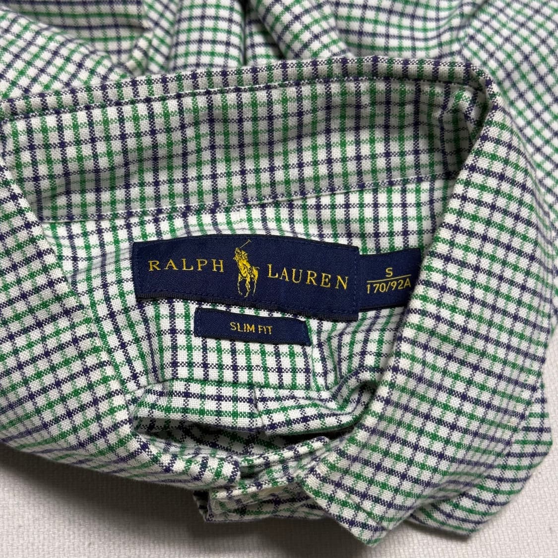 S 폴로랄프로렌 슬림핏 그린 체크셔츠 상품이미지4