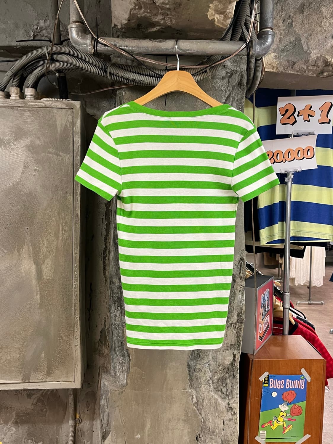 폴로 랄프로렌 브이넥 스트라이프 반팔티 그린 M #csz3836 상품이미지2