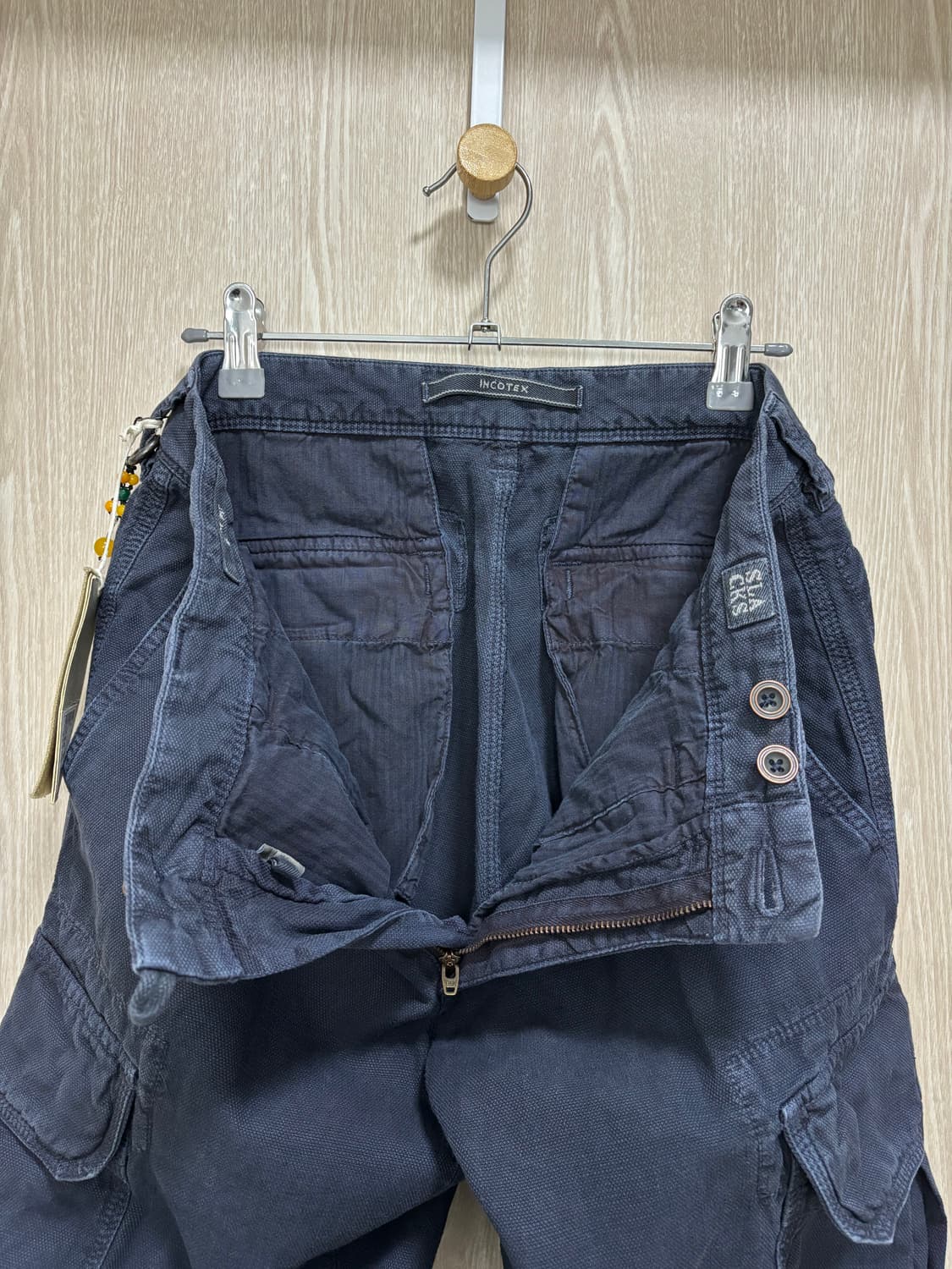 새상품)인코텍스 슬림핏 린넨 코튼 카고팬츠31"/네이비 상품이미지4