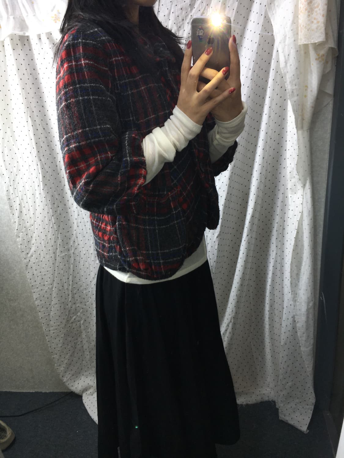 레드 체크 숏 자켓 상품이미지4