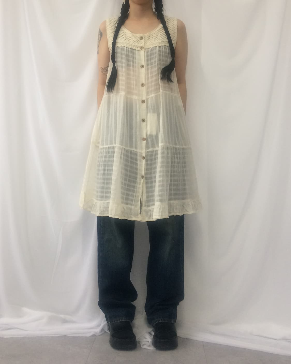 Crochet layered sleeveless onepiece 상품이미지7