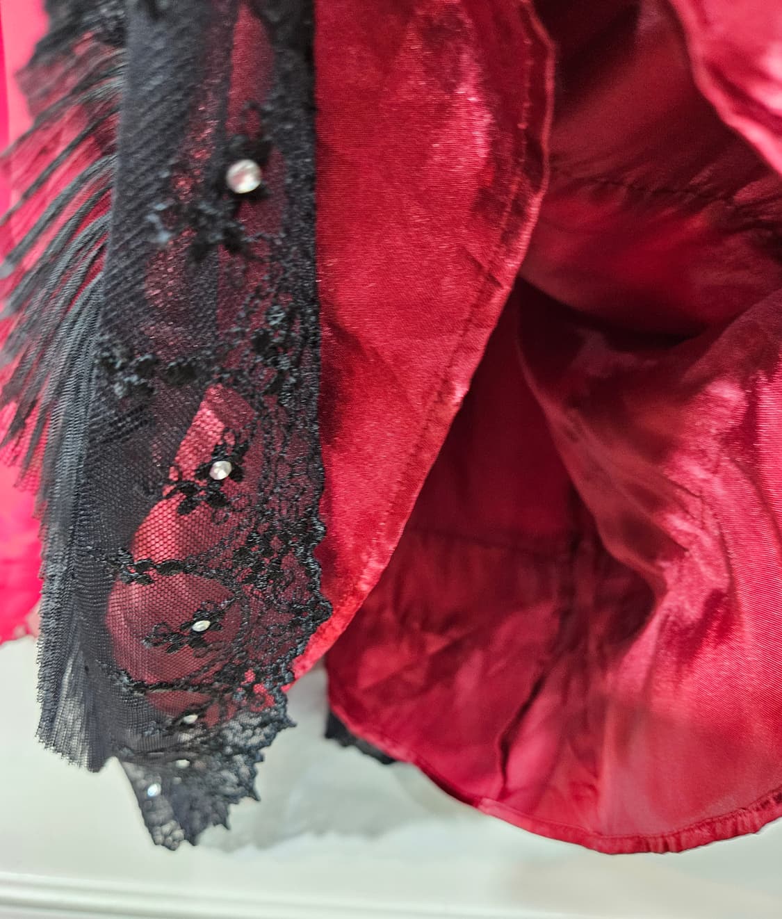 엑시즈팜(axes femme) 레드 레이스 튤 원피스 상품이미지6