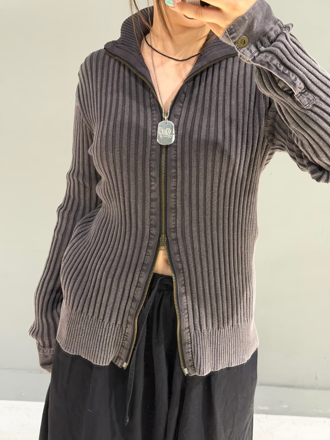 high-neck washing ribbed zip-up 상품이미지5