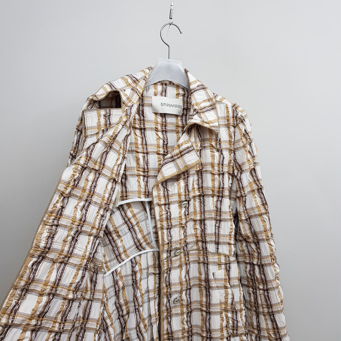 에르마노 설비노 체크 텍스처 트렌치 코트 IT 42사이즈 상품이미지5