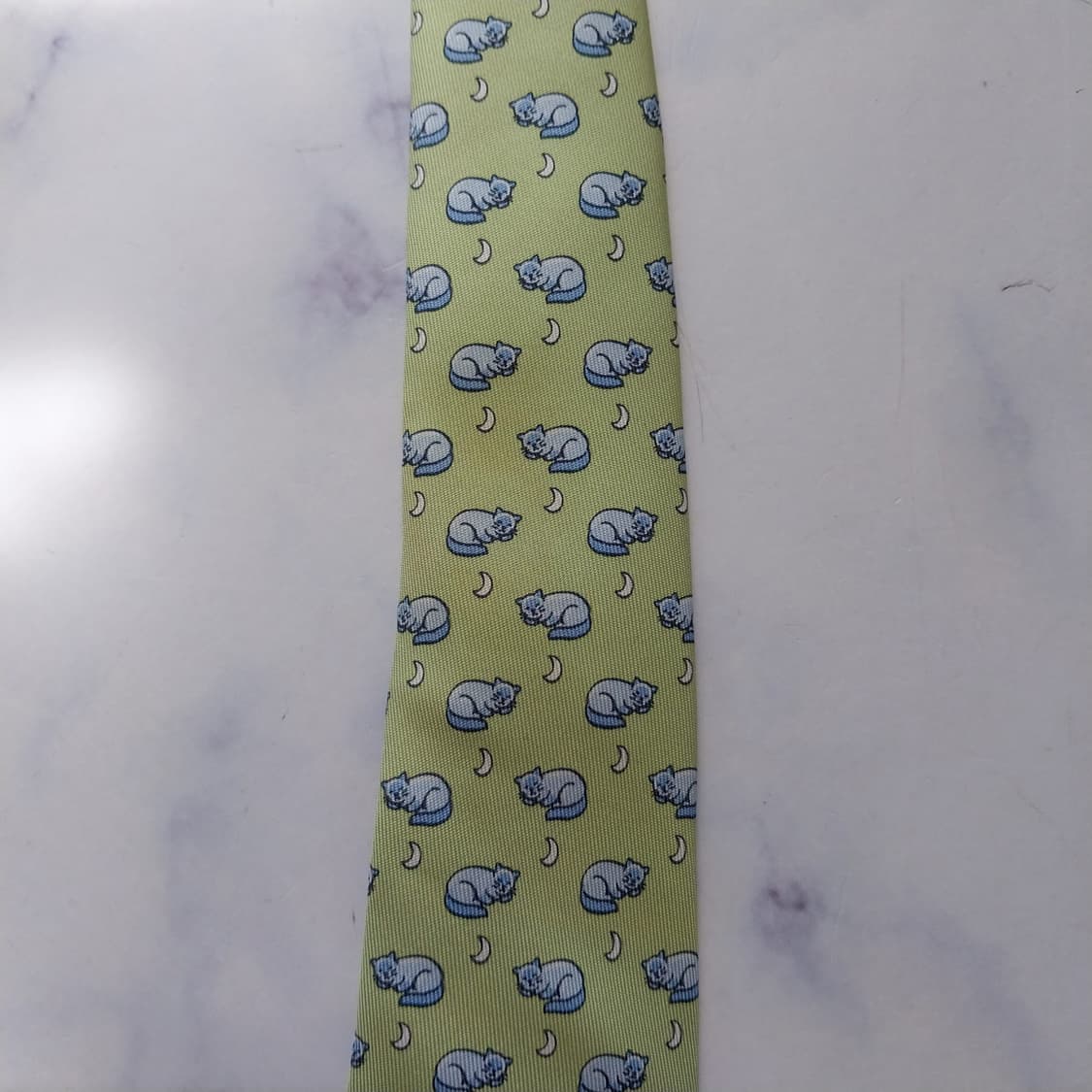 에르메스 연두 고양이 & 마우스 모티브 넥타이 9cm B등급 K2721
 상품이미지9