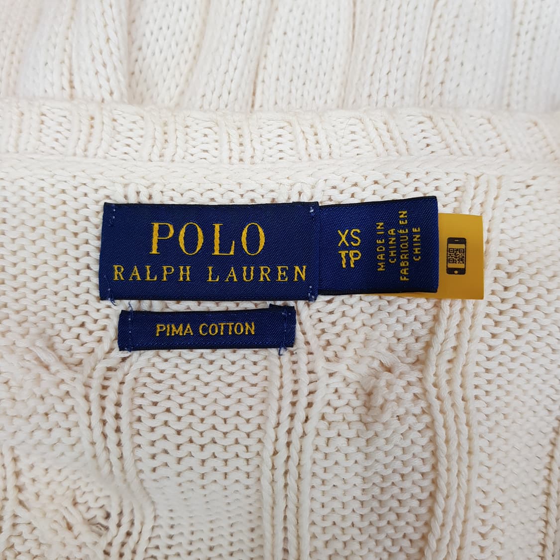 폴로 랄프로렌  피마코튼 케이블 브이넥 니트 xs사이즈 상품이미지5